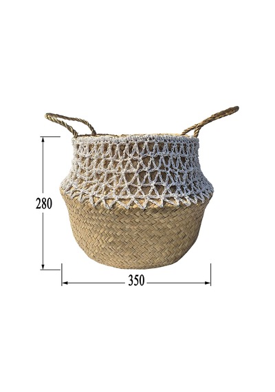 Koçtaş Dantel Detaylı Hasır Sepet 35 x 35 x 28 CM Bej