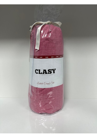 Clasy Ranforce Lastikli Çarşaf Seti Çift Kişilik Kırçıllı Kiraz Rengi Çok Renkli