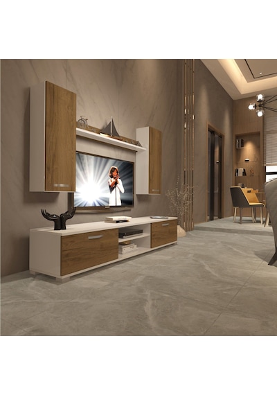 Decoraktiv Eko 7 Mdf Dvd Tv Ünitesi Tv Sehpası - Beyaz Pera Beyaz - Meşe