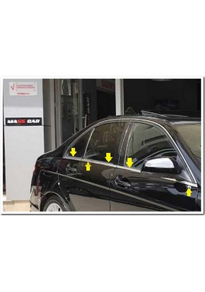 Mercedes C W203 Krom Cam Çıtası 2001-2007 4 Parça Paslanmaz  Çelik