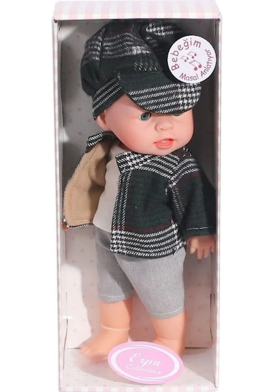 Masal Anlatan Et Bebek 35 Cm - Türkçe Konuşan Eğitici Oyuncak Erkek Bebek - Kasketli Yeşil