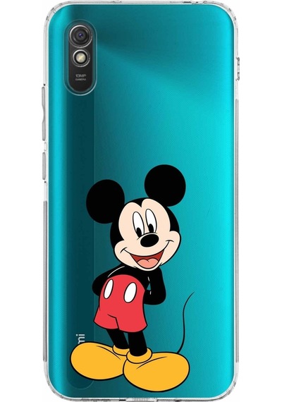 Xiaomi Redmi 9a Kamera Korumalı Kapak Mickey Mouse Tasarımlı Şeffaf Kılıf Şeffaf