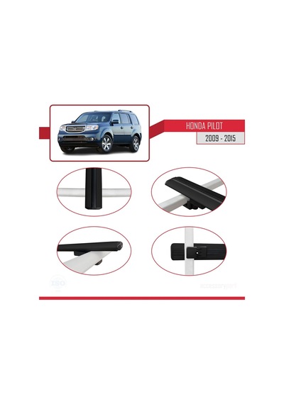 Honda Pilot 2009-2015 Arası İle Uyumlu Basic Model Ara Atkı Tavan Barı Siyah 3 Adet