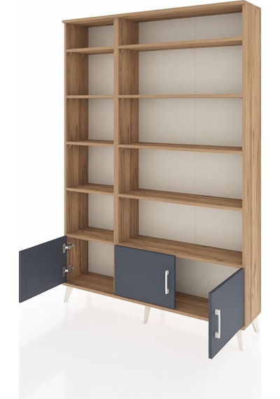Arges Dolap 10 Raflı 3 Kapaklı 132x30x195 Çam-antrasit/çam Çam