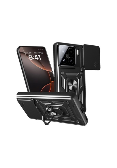 Xiaomi Mi 15 Uyumlu Kılıf Pars Lens Yüzüklü Silikon - Siyah