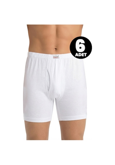 Öts Erkek 6 Lı %100 Pamuk Boxer Süprem Nefes Alan Doku 2620-6 Beyaz