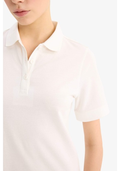 Defacto Polo Yaka Pike Kısa Kollu Mini Elbise D8273ax25spwt32 Beyaz-wt32