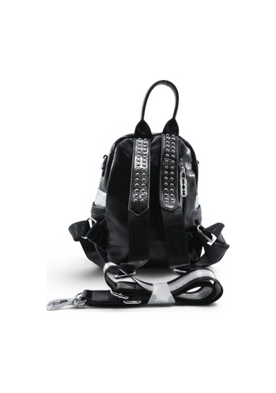 Baginn Kadın Sırt Çantası Taşlı Model Black-silver 25 19 Cm Günlük Mini Sırt Çantası Fonksiyonel Kullanım Siyah
