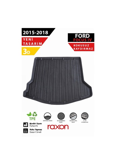 Ford Focus 4 Sd İnce Stepne 2015-2018 Bagaj Havuzu 3d Özel Kalıp Su Geçirmez, Kaymaz, Tam Uyum