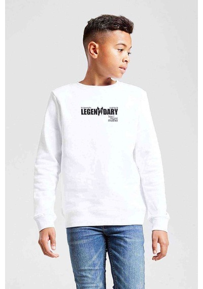 Tshirthane How I Met Your Mother Legendary Baskılı Unisex Çocuk Beyaz Sweat Beyaz