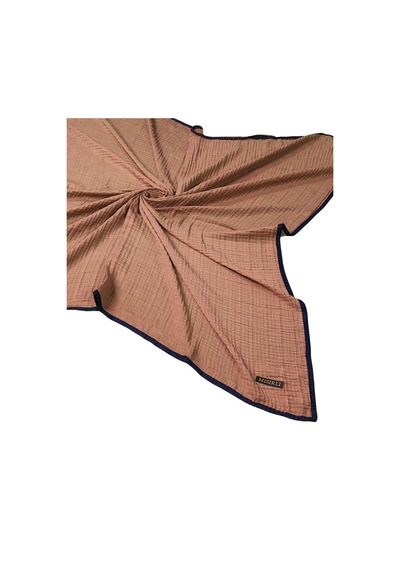 Mim Eşarp Mısırlı Eşarpları Biyeli Müslin Düz Renk Eşarp 100x100cm Kiremit - Siyah