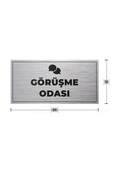 Görüşme Odası Yazılı - Metal - Gümüş Renk - Kapı İsimliği - 30x15 Cm