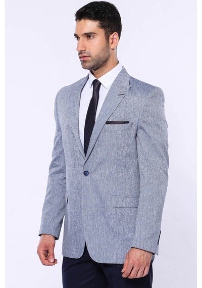 Wessi Slim-fit Sivri Yaka Mavi Ceket Mavi