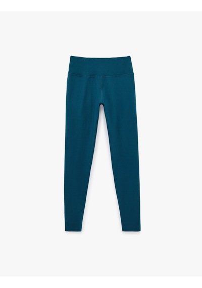 Koton Yüksek Bel Slim Fit Dikiş Detaylı Spor Tayt Petrol Yeşili 7wak40115nk