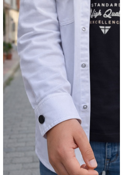 Pina Kids Erkek Çocuk Çıtçıtlı Gömlek Tişört Üst Takım Beyaz