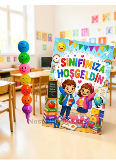 20 Adet Okula Yeni Başlayan Öğrencilere Sınıfımıza Hoşgeldin Yazılı Hediye Seti 1. Sınıf- Sene Başı Hatırası Keçeli Kalem Tebrik Kartı Hediyeli