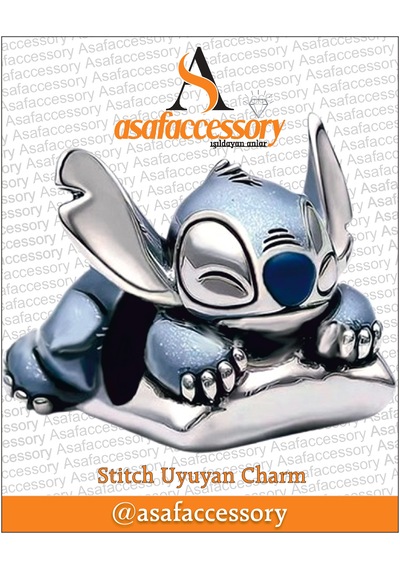 Stitch Uyuyan Charm Mavi