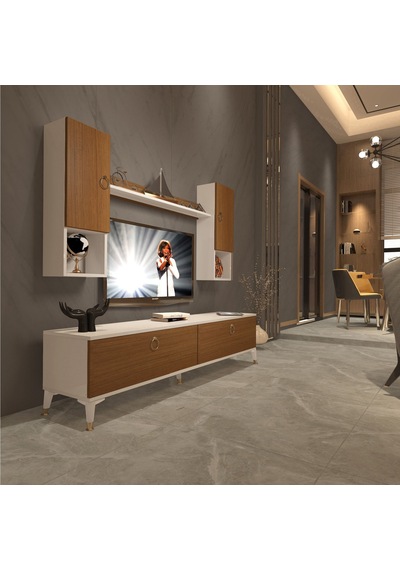 Decoraktiv Eko 5da Mdf Std Gold Tv Ünitesi Tv Sehpası Beyaz - Ceviz