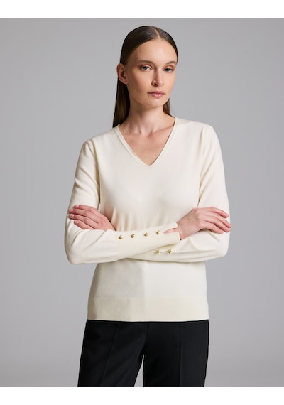 Pierre Cardin Ekru Slim Fit V Yaka Basic Kazak 50331290-vr019