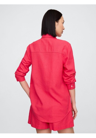Gap V-lınen Easy Shirt - Beachy Kadın Gömlek-8073 Pembe