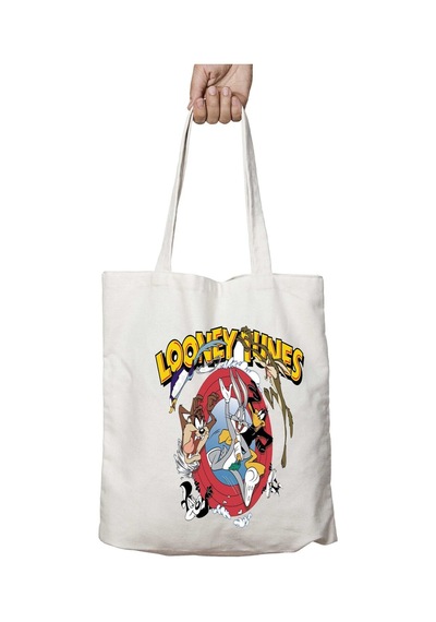Art Hediye Looney Tunes Bugs Bunny Sylevester İki Taraf Kalıcı Yıkanabilir Okul Plaj Omuz Bez Çanta Çok Renkli