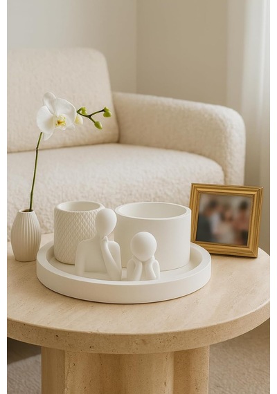 Modern Beyaz Dekoratif Set 5 Parçalı Minimalist Tasarım Genel