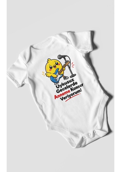 Morivokids Anneye Özel Kısa Kollu Bebek Body %100 Pamuk Zbn226-kk Beyaz