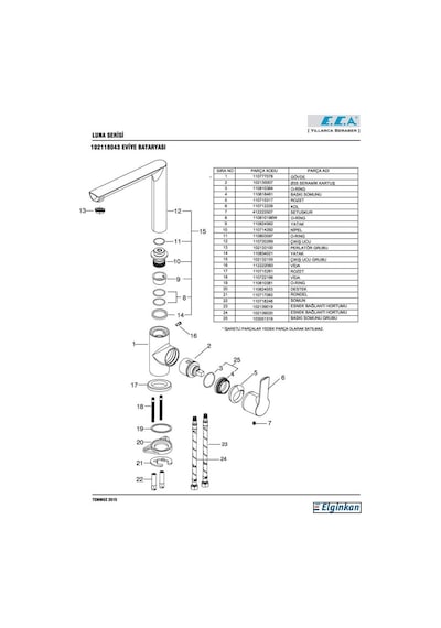 Eca Luna Mutfak Eviye Eviye Bataryası Altın 102818043