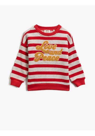 Koton Çizgili Sweatshirt Pamuklu Bej Çizgili 1ykg17491ak Ekru