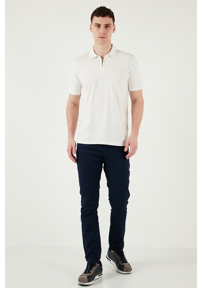 Buratti Pamuklu Regular Fit Yarım Fermuarlı Erkek Polo Yaka T Shirt 5902972 Ekru