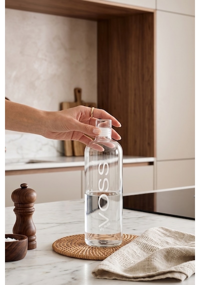 Voss My Bottle Sızdırmaz Cam Su Matarası 1 Litre Şeffaf