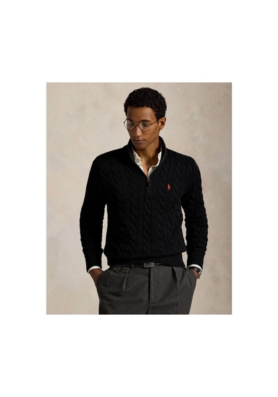 Polo Ralph Lauren Yarım Fermuar Triko Kazak Siyah