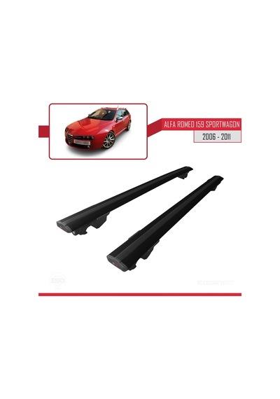 Alfa Romeo 159 Sportwagon 2006-2011 Arası İle Uyumlu Hook Model Anahtar Kilitli Ara Atkı Tavan Barı Siyah