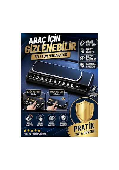 Araç Numaratör Fosforlu Geçici Park Numaratörü Kayar Kapak Kapanır Şık Numaratör Tüm Araçlara Uyumlu
