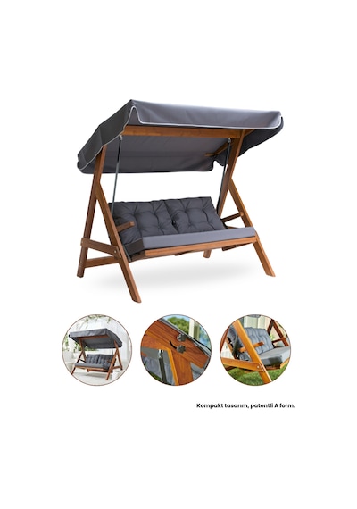 Aida Swings Paris 2000 3 Kişilik Ahşap Bahçe Salıncağı Balkon Teras Salıncağı Şık Tasarımlı Salıncak Krem Aida Swings Paris 2000 3 Kişilik Ahşap Bahçe Salıncağı Balkon Teras Salıncağı Şık Tasarımlı Salıncak Krem