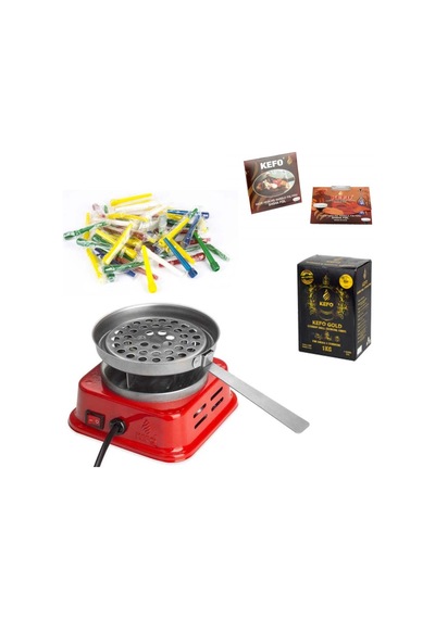 Kefo Mini Kare Elektrikli Ocak+Kefo Gold Kömür+Sipsi+Folyo (405449486)