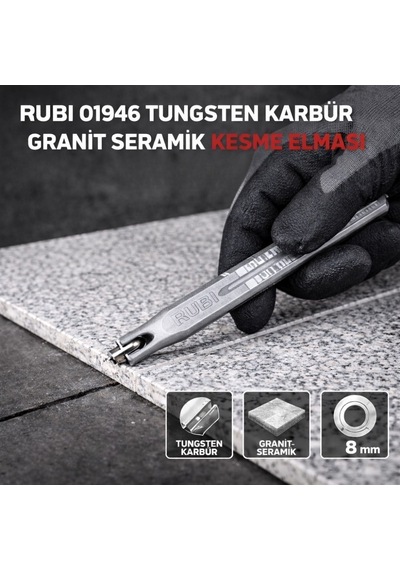 Rubi 01958 Tungsten Karbür Granit Seramik Kesme Elması Saplı 8 Mm
