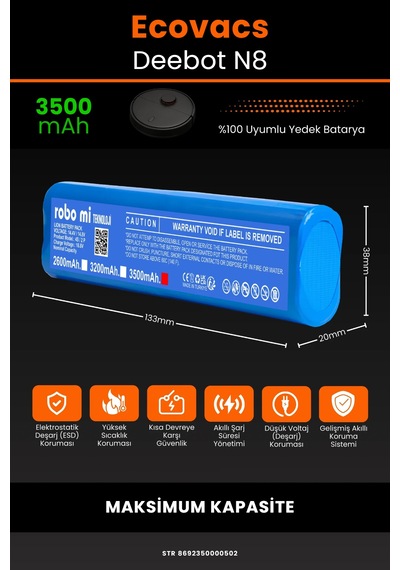Ecovacs Deebot N8 Uyumlu 3500mah Robot Süpürge Bataryası - Maksimum Kapasite