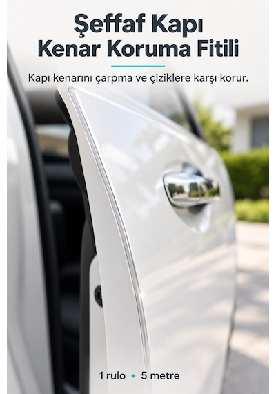 Araç Kapı Kenar Koruma Fitili Şeffaf Kendinden Yapışkanlı 5 Metre