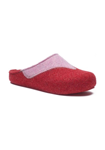 Comfortfusse Pinesh - Kadın Ortopedik Yün Keçe Sabo Ev Terliği Kırmızı-pembe Yün