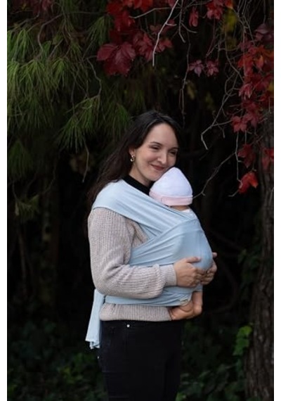 Sling -%100 Pamuk - Wrap - Bebek Taşıma Şalı Mavi, 450cm X50cm