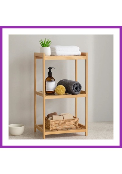 Bezos 3 Katlı Çok Amaçlı Ahşap Bambu Raf Organizer 36x32x80 Cm Bty Çok Renkli