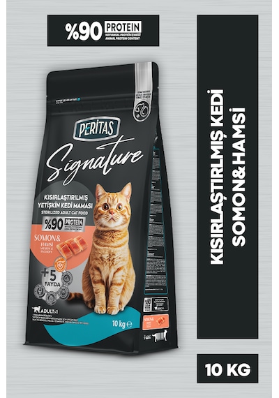 Peritas Signature Somonlu Kısırlaştırılmış Yetişkin Kedi Maması 10 KG