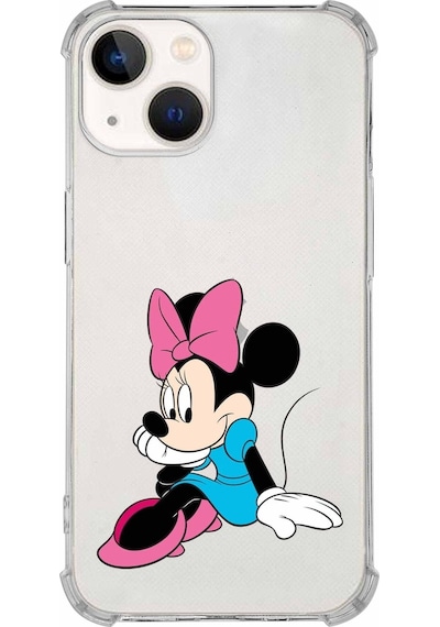 Apple Uyumlu iPhone 13 Mini  Köşe Korumalı Antişok Kapak Minnie Mouse Tasarımlı Şeffaf Kılıf