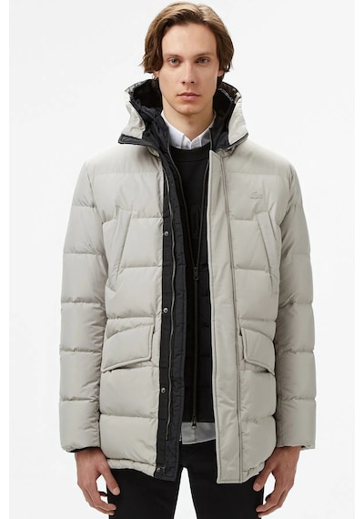 Lacoste Down Fill Jacket Kaztüyü Dolgu Kapüşonlu Gri Mont Gri