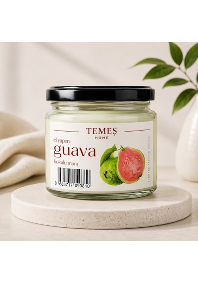 El Yapımı Guava Kokulu Mum Açık Yeşil