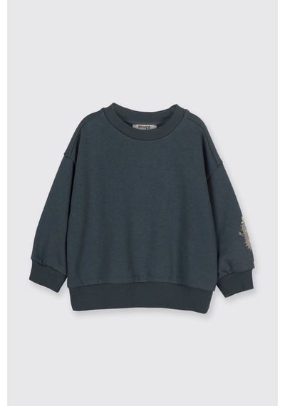 Panço Erkek Bebek Yumuşak Dokulu Petrol Sweatshirt Mavi
