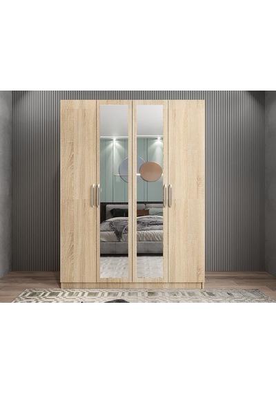 Bevel 4 Kapaklı Gizli Çekmeceli Gardırop M 180 Cm - Montaj Dahil