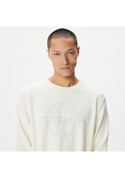Nautica Erkek Beyaz Standart Fit Sweatshirt Baskılı K37212t Beyaz