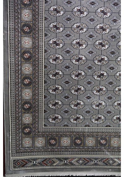 Asya Etnik Desenli Saçaklı Salon Oturma Odası Halısı 70174-95 Gri